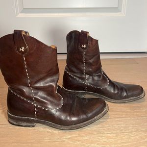 Henry Cuir Brown Leather Boots - Barneys New York Size EUR 37 US 6